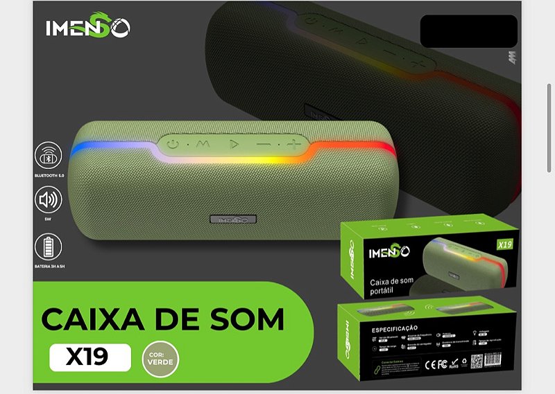 IMENSO CAIXA DE SOM X19 - Bluetooth/ Com a função Wireless Stereo - 10W