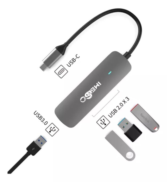 HUB Mini dock USB-C IMS-700: 4 em 1 com 1x USB 3.0 e 3x USB 2.0. Amplie a conectividade e otimize seu espaço de trabalho