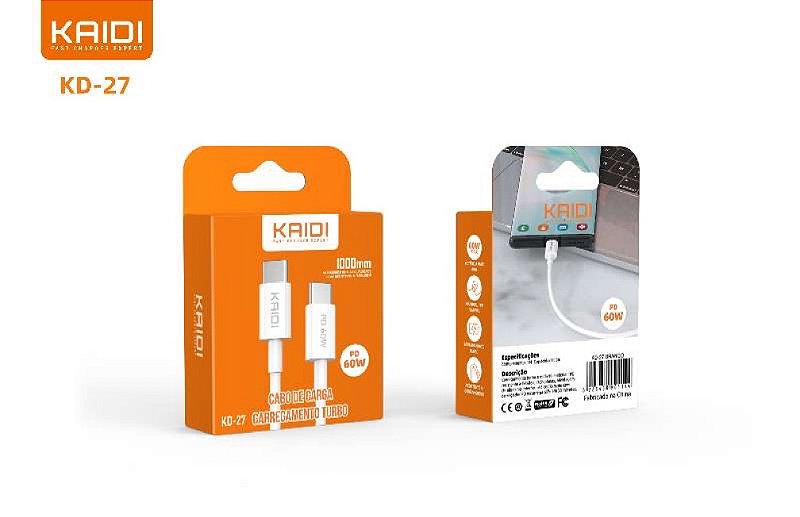 CABO TIPO-C PARA TIPO-C kd-27 PD 60w - 1 Metro