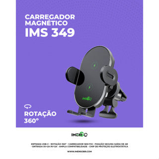 Suporte Veicular UNIVERSAL DE CARRO PARA CELULAR SAÍDA DE AR E CARREGADOR VEICULAR SEM FIO MAGNÉTICO 15W