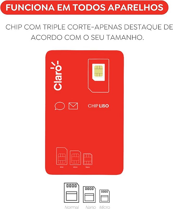 Cartão SIM - Chip da Operadora Claro