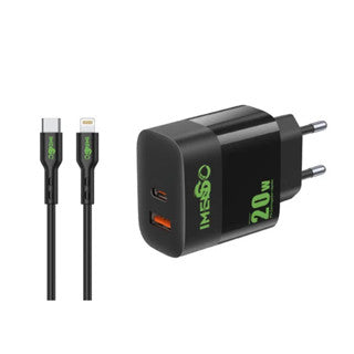 KIT CARREGADOR ULTRA RÁPIDO UMA SAÍDA USB TIPO C / USB A 20W