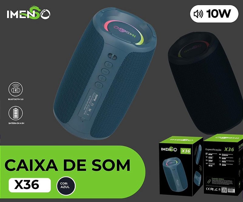 IMENSO CAIXA DE SOM X36-Com Bluetooth-Sem Fio - 10W