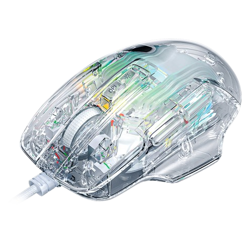 Mouse Gamer Óptico LED USB IMS-926 Design Transparente 7200 DPI 7 Botões Programáveis e Iluminação RGB para Performance
