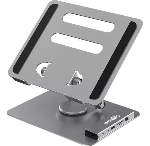 Suporte Articulado em Alumínio com Hub USB-C 8 em 1 para Notebook e iPad - Flexibilidade 360°, Conectividade Avançada