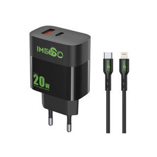 KIT CARREGADOR ULTRA RÁPIDO UMA SAÍDA USB TIPO C / USB A 20W