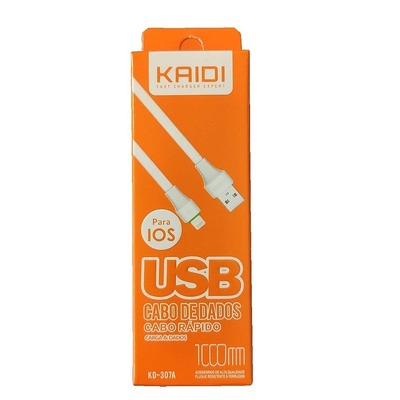 Cabo USB de Dados Kaidi Tipo IOS/Iphone/Lightning - KD-307- 1 Metro