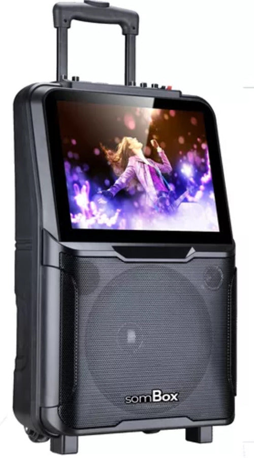 Caixa De Som Bluetooth 2 Microfone Tela Karaoke Tv Portatil