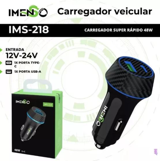 Carregador Veicular IMS-218 CARREGADOR SUPER RÁPIDO 48W