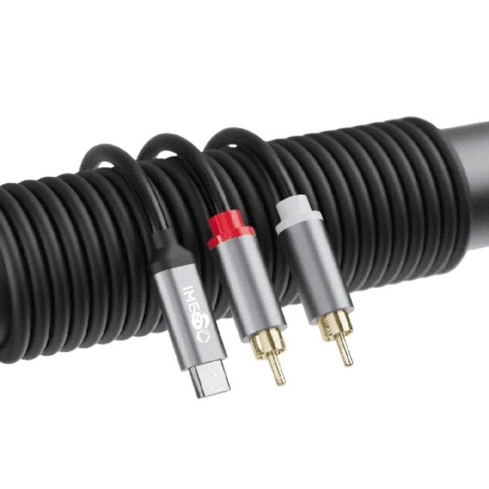 Cabo Auxiliar IMS-AU189 Conexão Estéreo RCA e USB-C 2m para Experiência de Áudio Impecável