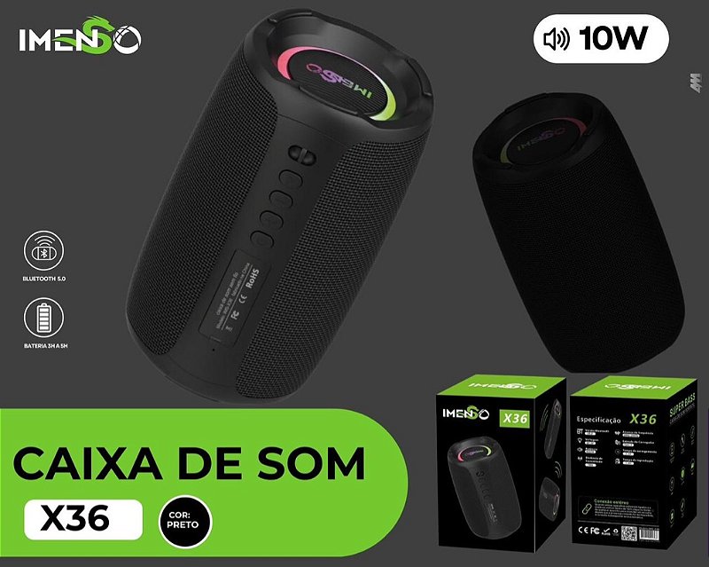 IMENSO CAIXA DE SOM X36-Com Bluetooth-Sem Fio - 10W