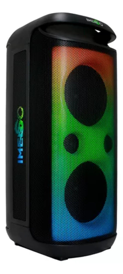 Caixa de Som X44PRO: KARAOKÊ 120W, IPX4, Luzes RGB, 2 Microfones Sem Fio e Entrada para Guitarra. Diversão garantida